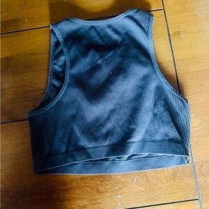 Garage Women's Black Ribbed Crop Tank Top - Sleek Workout & Casual